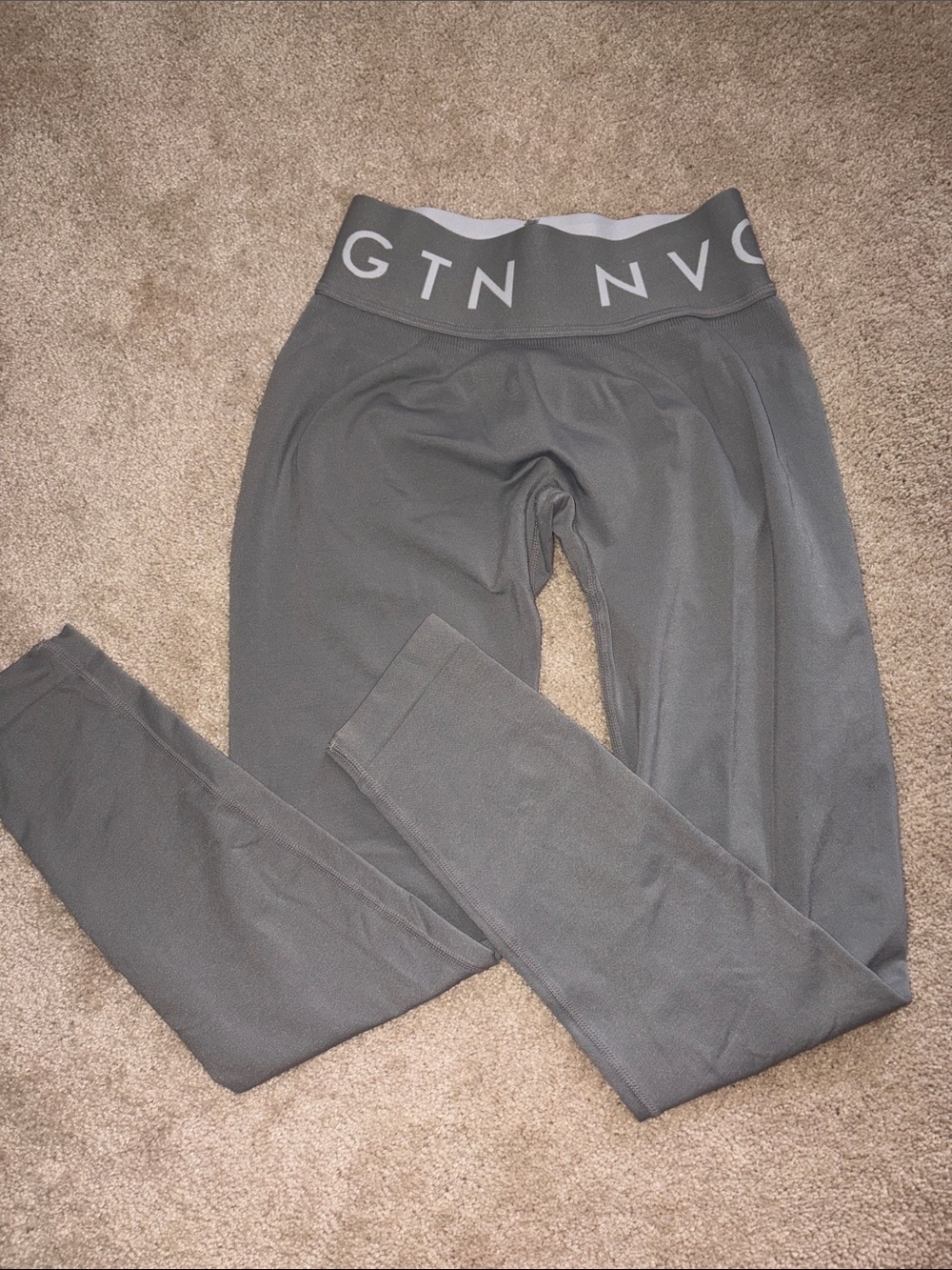NVGTN Gray High-Waisted Leggings with Branded Waistband medium